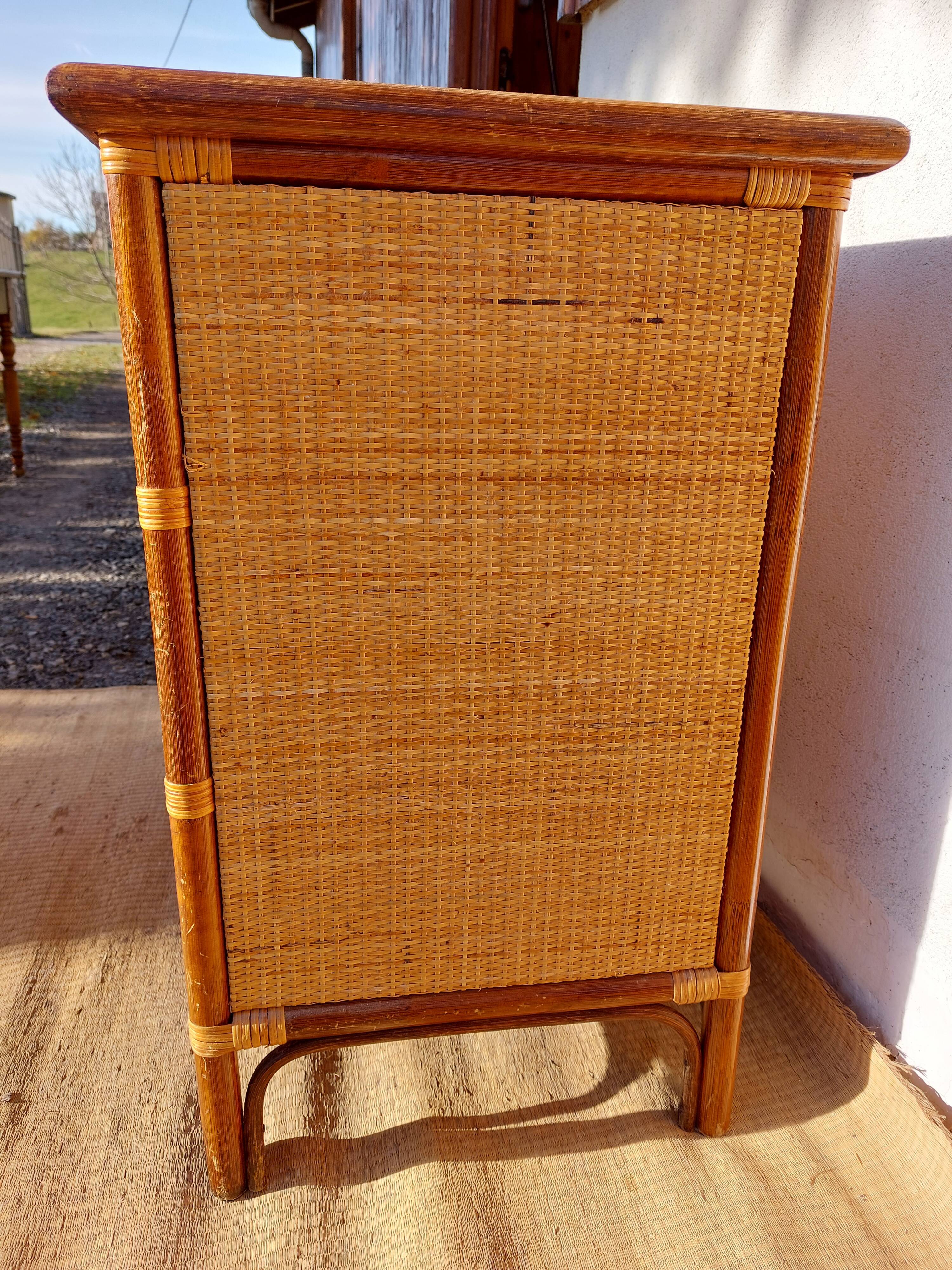 Wicker chest of drawers, canning and bamboo wood