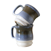 Set de 2 mugs en grès, poterie artisanale, made in England, vintage, 1980