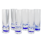 Set of 6 vintage royal blue transparent glass tumblers – Italian 1980s mid-century design