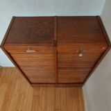 Double frame cabinet with solid oak curtains 50s