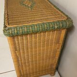 Wicker and wood chest of drawers