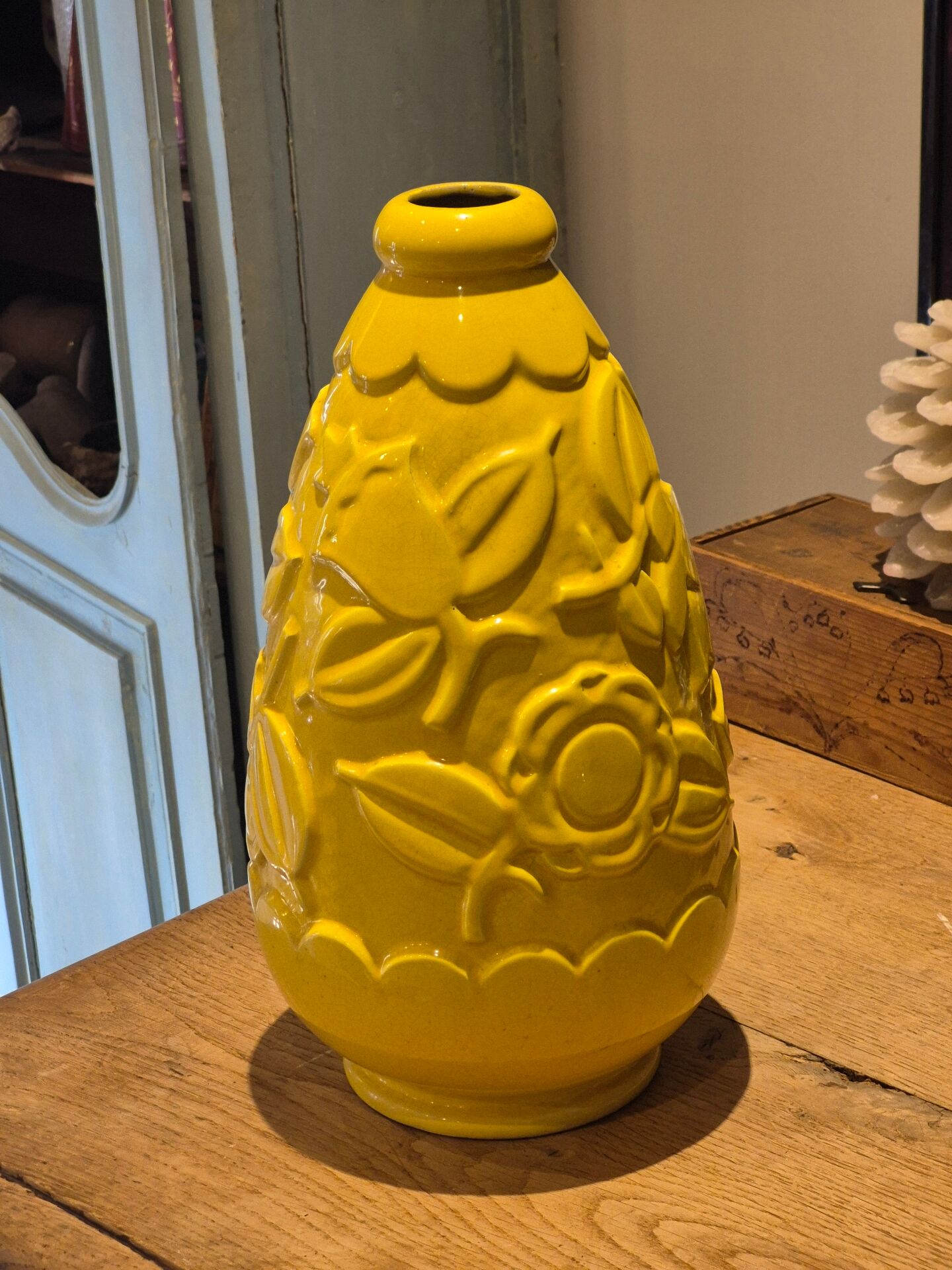 Art Deco vase Saint-Clément no. 833 in yellow earthenware, 1930s