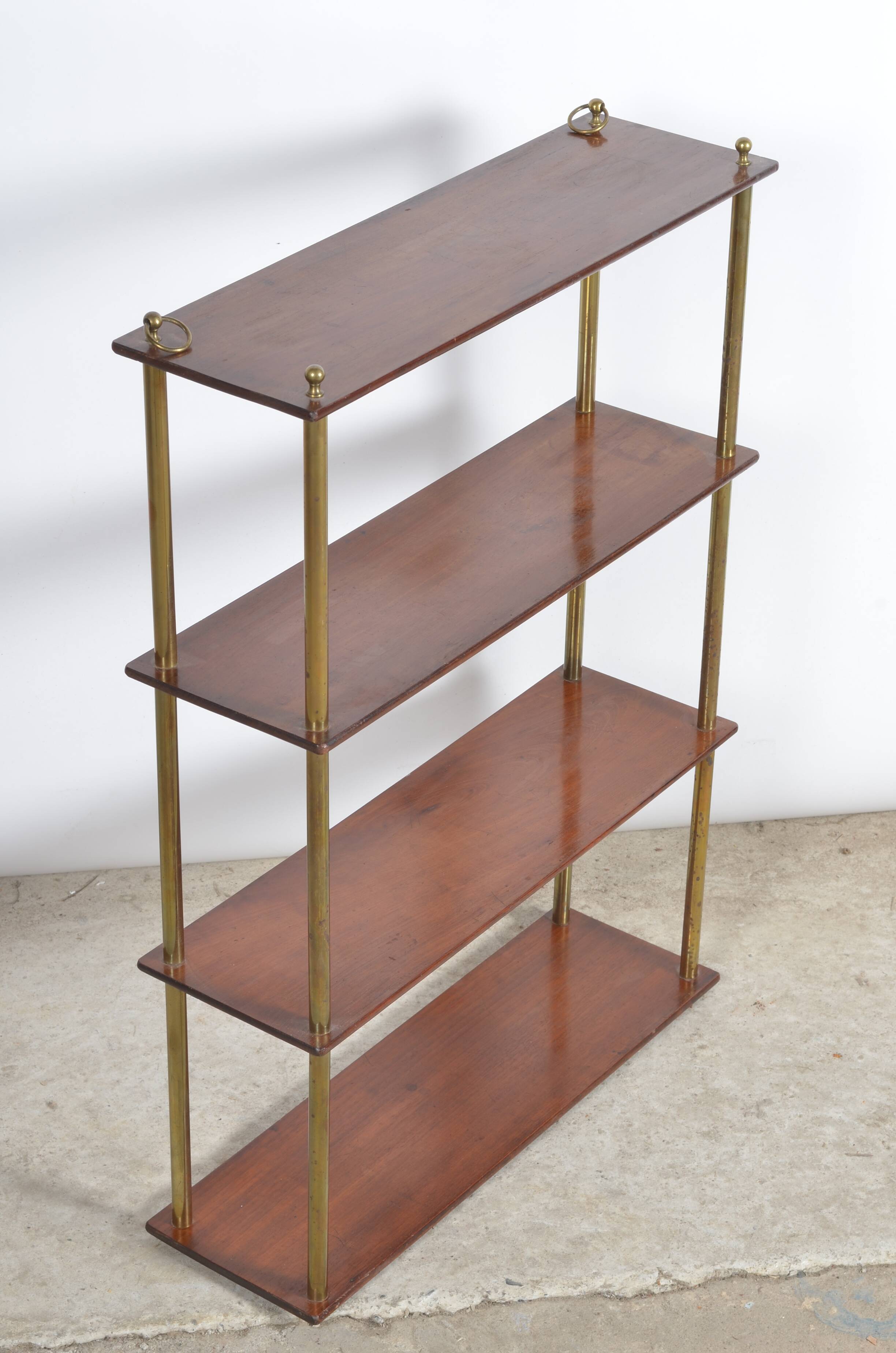 Etagère à poser en bois et laiton