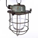 Industrial cage lamp green