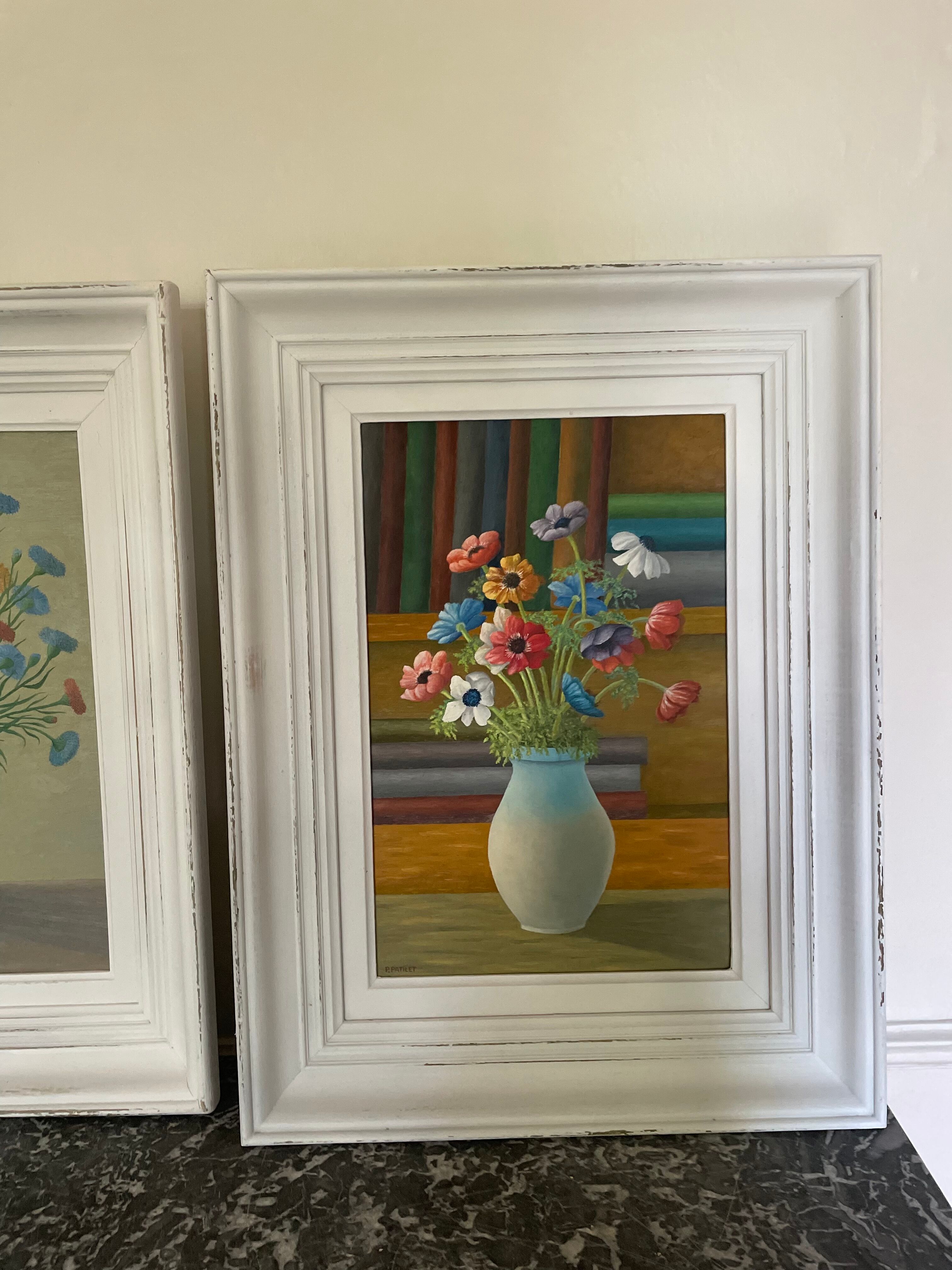 Old painting bouquet of anemones