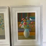 Old painting bouquet of anemones