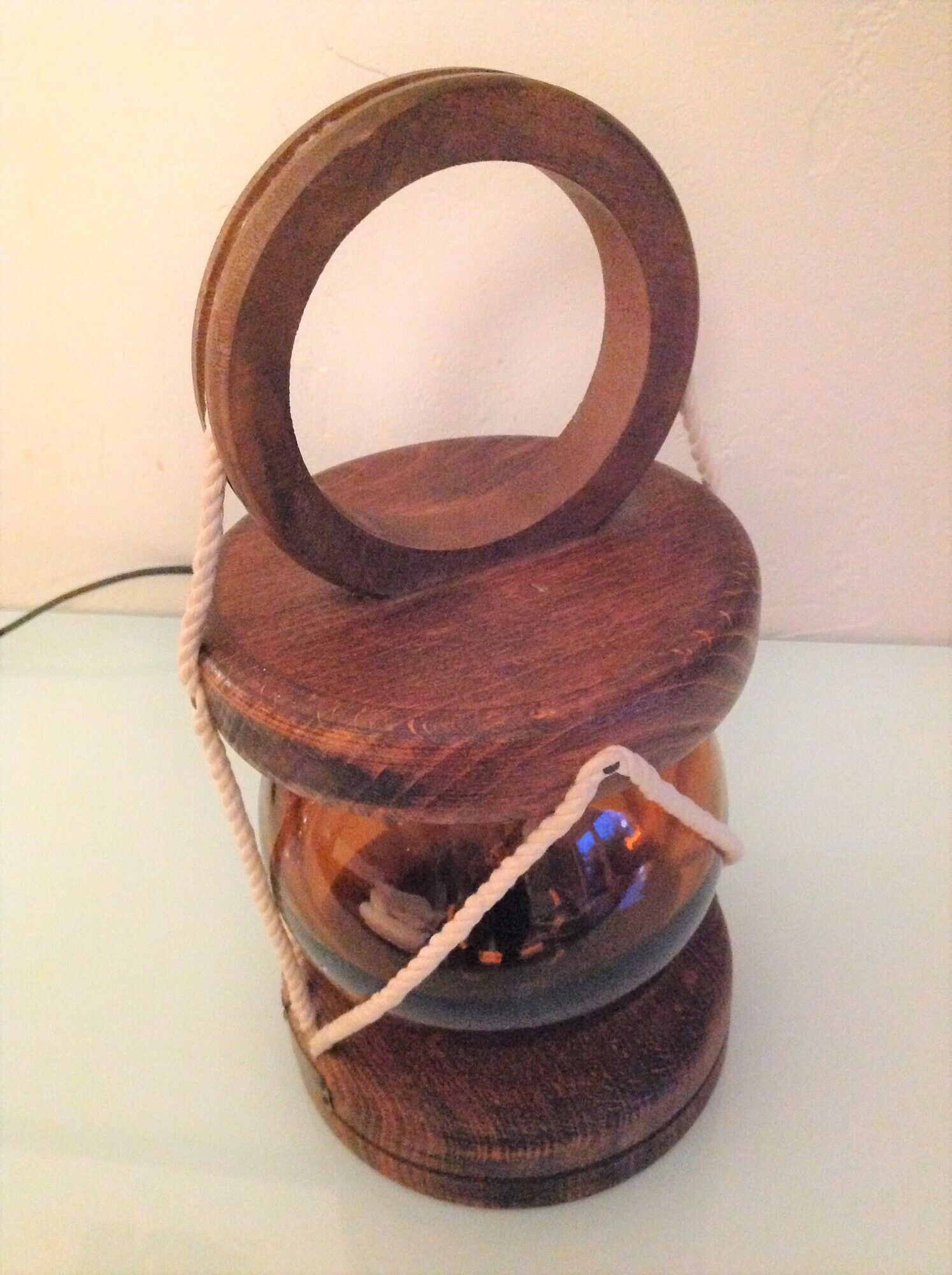 Marine lamp with amber glass globe 60/70s