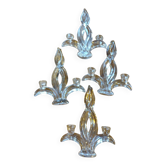 4 Bougeoirs lys en cristal de Vannes le Châtel .