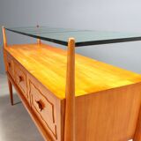 Vintage design chest of drawers veneered in cherry wood, 6 drawers, original from the 1950s