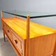 Vintage design chest of drawers veneered in cherry wood, 6 drawers, original from the 1950s