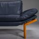Danish teak and navy blue leather 2-seater sofa from Komfort, 1970s