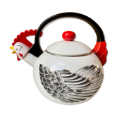 Bouilloire tôle émaillée vintage années 80 kamenstein décors coq