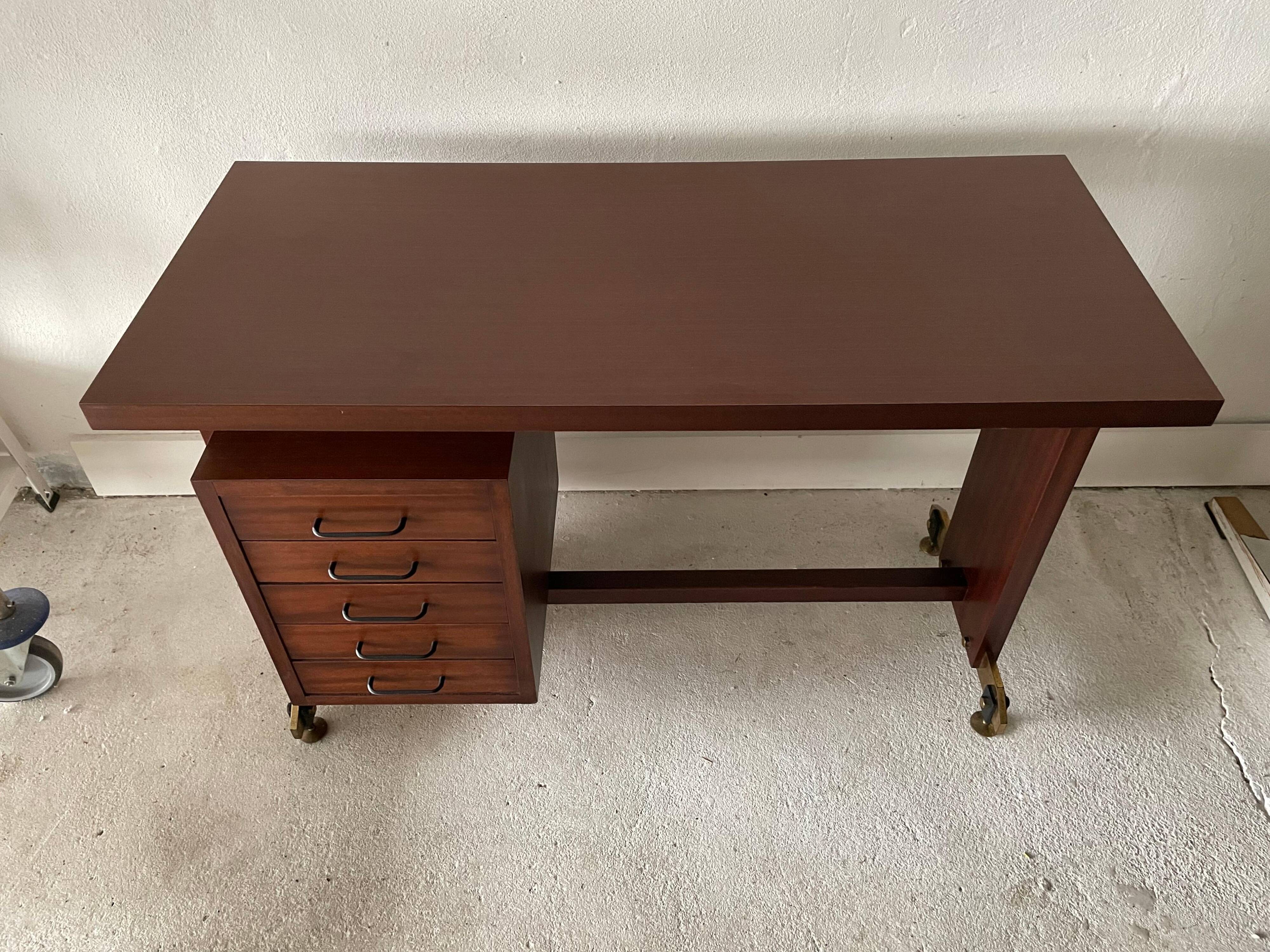 Mid-century modern Italian desk with 5 drawers, 1960s, Italy