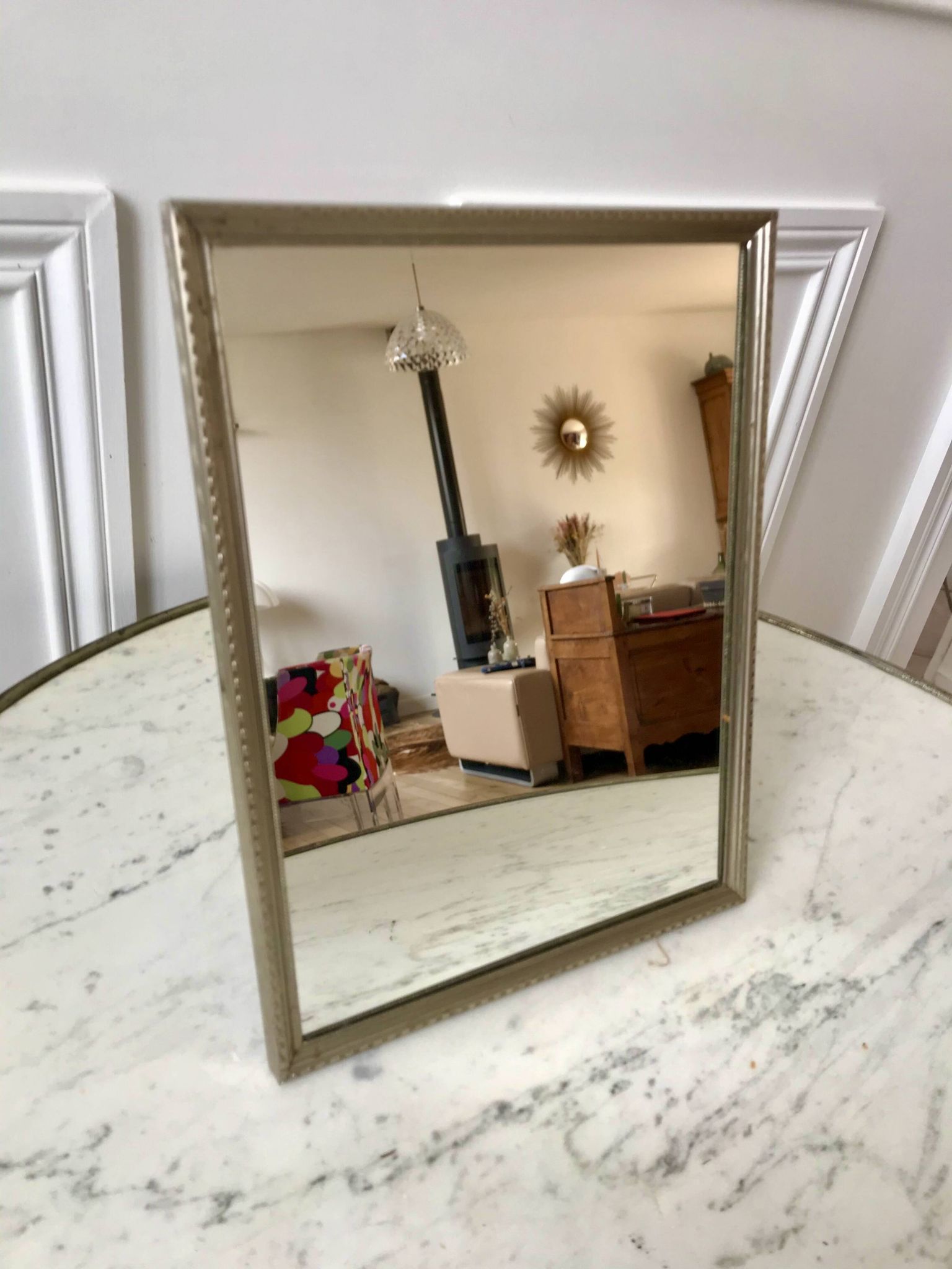miroir en acier chromé années 40-50