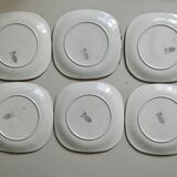Lot of 6 plates KG Lunéville Badonviller, hand-painted, 60s