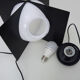 Lamp Luz Eva Maison Gautier structure in black metal and globe in white plastic
