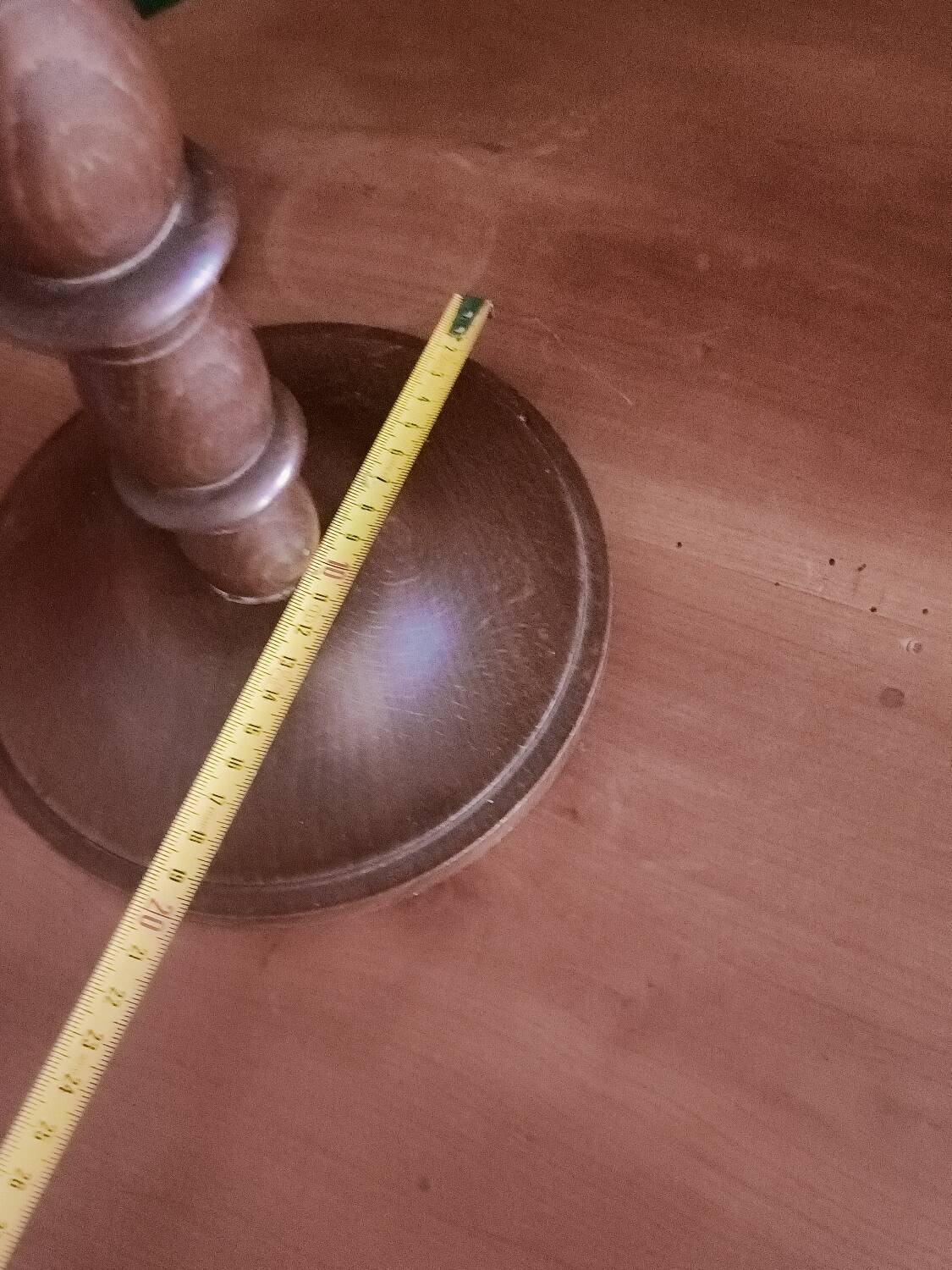 Turned wood lamp and silk lampshade