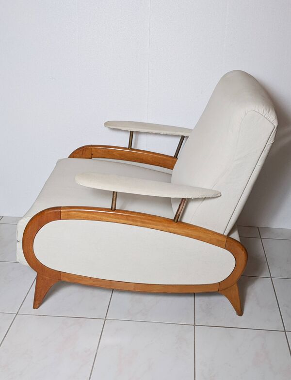 Fauteuil bolide transatlantique époque art déco modulable et transformable en méridienne 1930