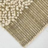 4x7 Army Green & Beige Modern Kilim Rug, 130x215Cm