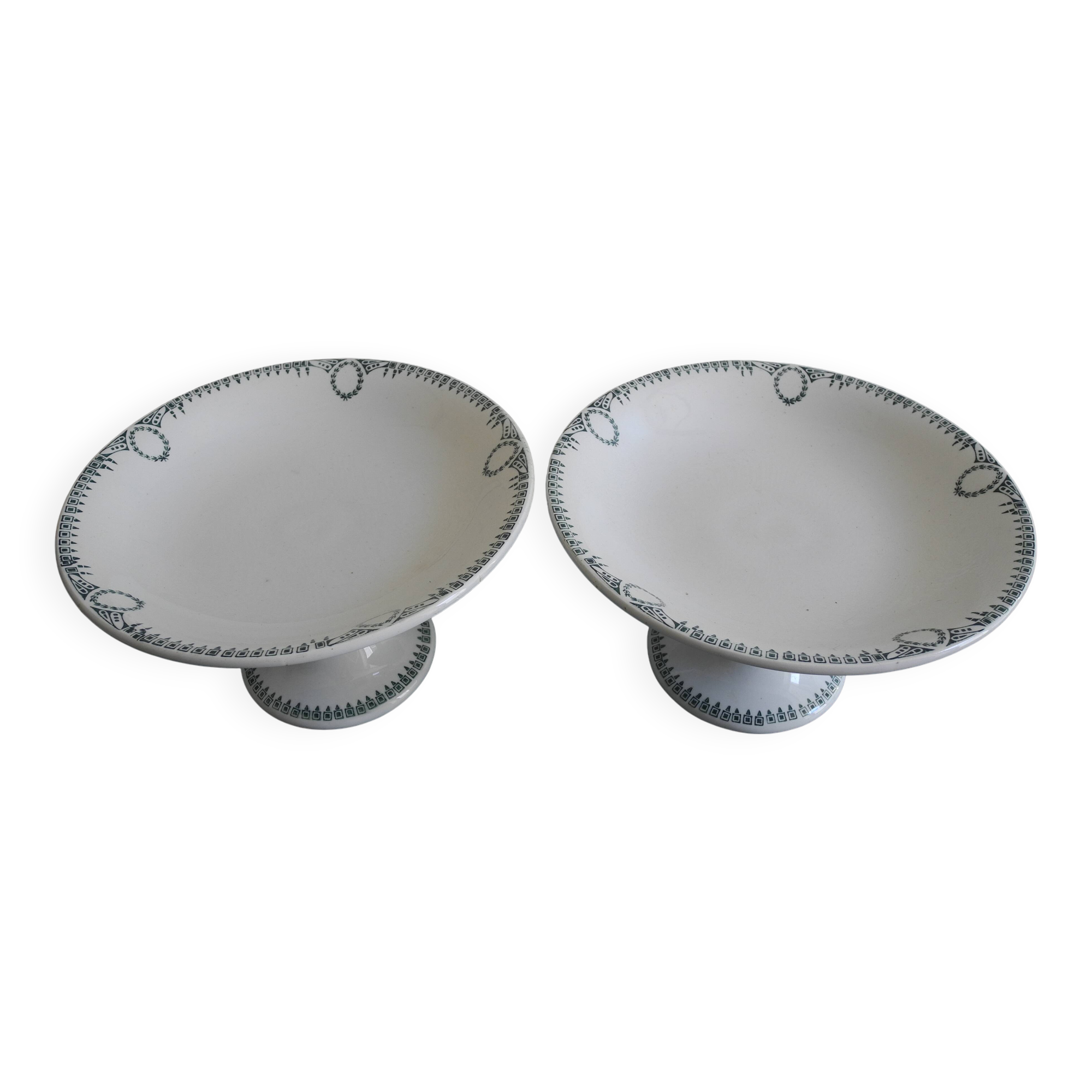 pair of St Amand earthenware compote dishes, new factories, 30s