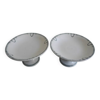 pair of St Amand earthenware compote dishes, new factories, 30s