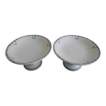 pair of St Amand earthenware compote dishes, new factories, 30s