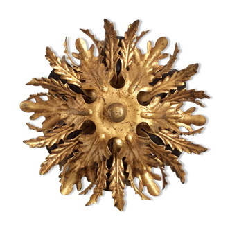 Ceiling light leaves gold metal, years 50/60