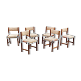 6 vintage chairs in wood, metal and fabric