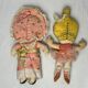 Jouets anciens, deux poupées de poche chiffon Wolpit California 1975