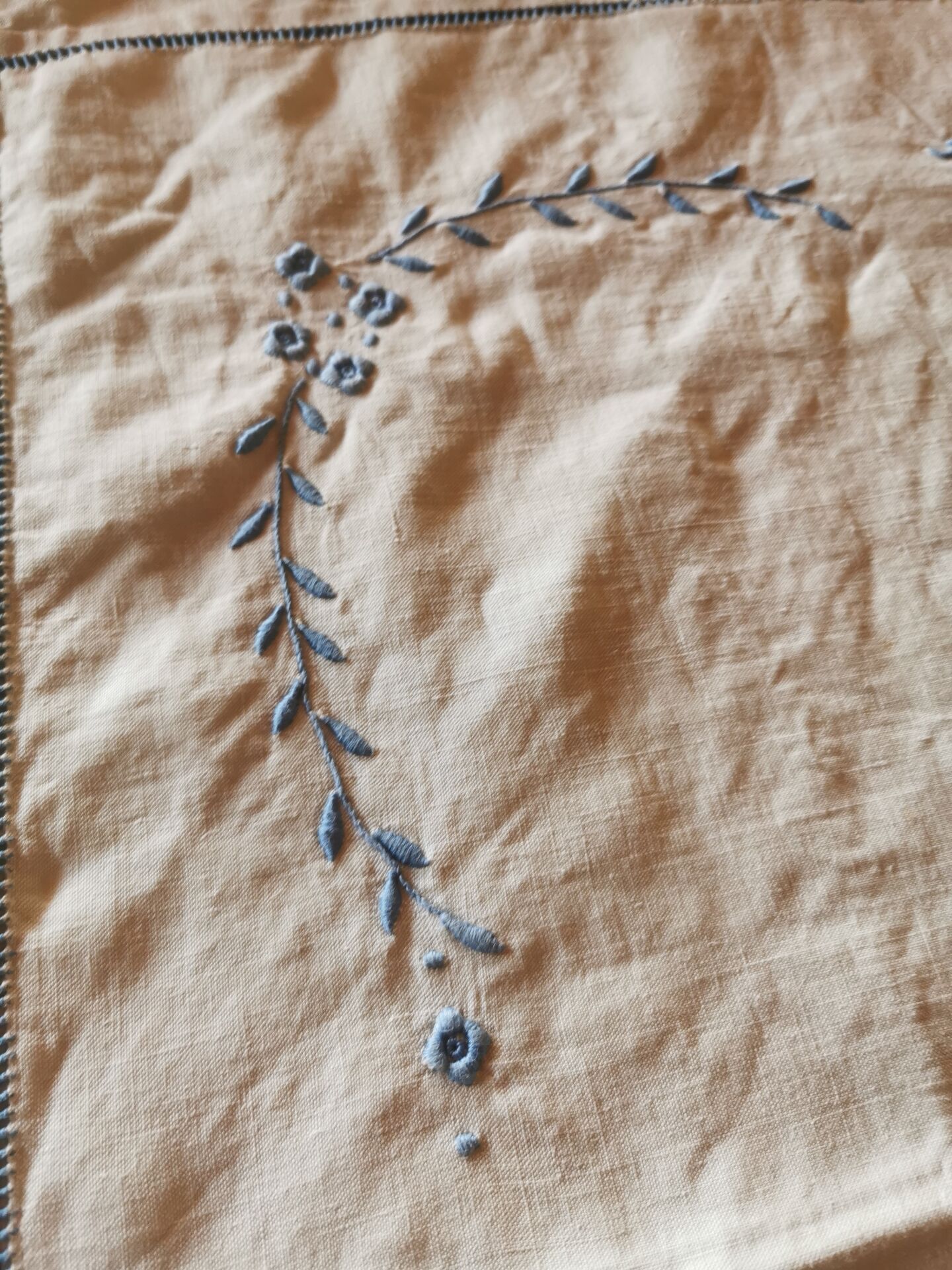 Pair of antique linen pillowcases with monogram