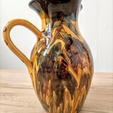 Large pitcher in very colorful flamed stoneware
