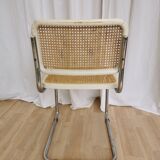 Chaise Cesca par Marcel Breuer en rotin bois et métal chromé, années 1970