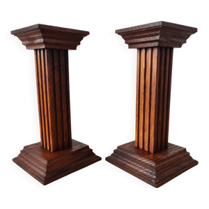 Paire de bougeoirs vintage - bois style art