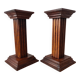 Pair of vintage oak wood candlesticks in Art Deco style
