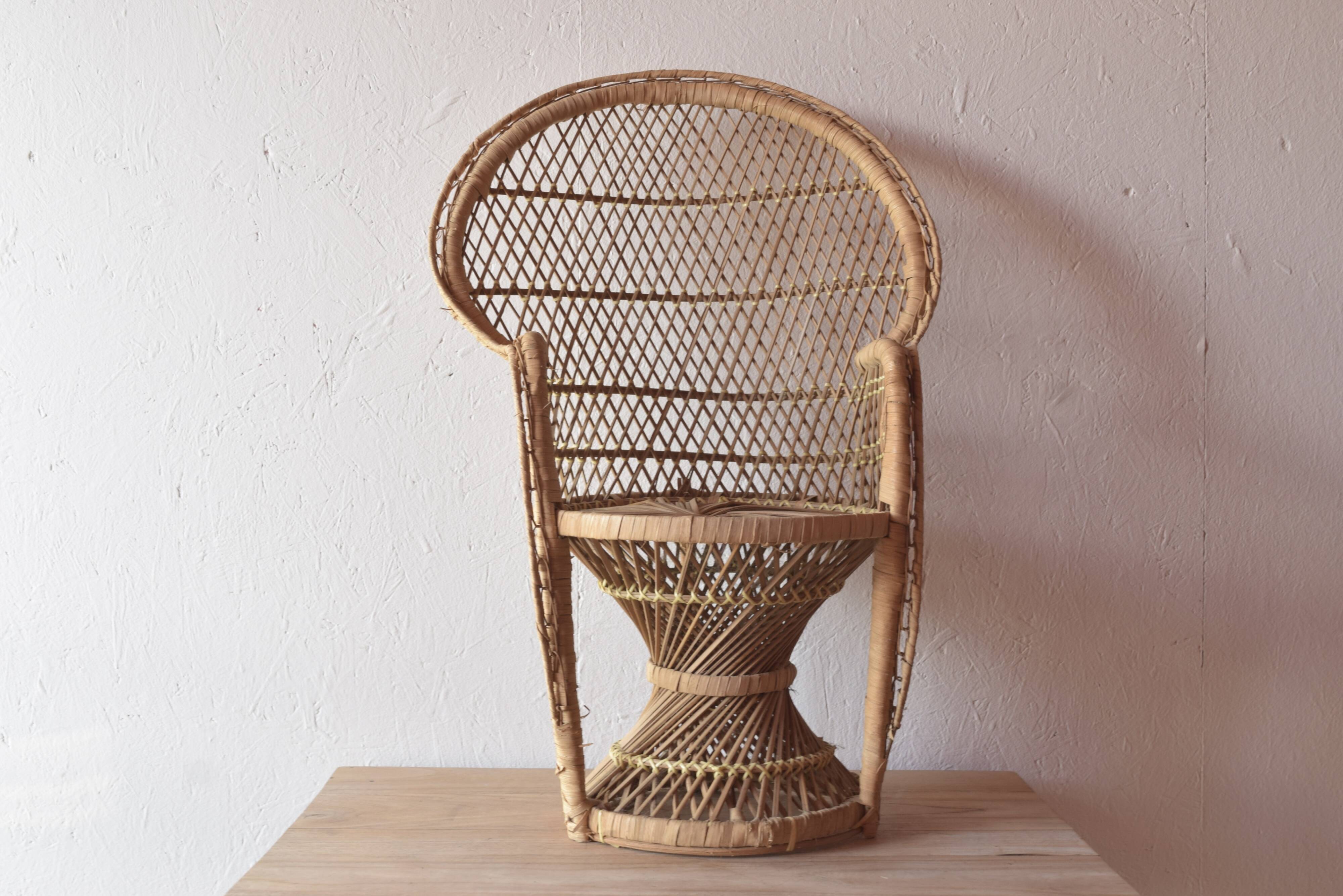 Miniature Peacock Armchair - Large Emmanuelle Rattan Doll Armchair - 65 cm