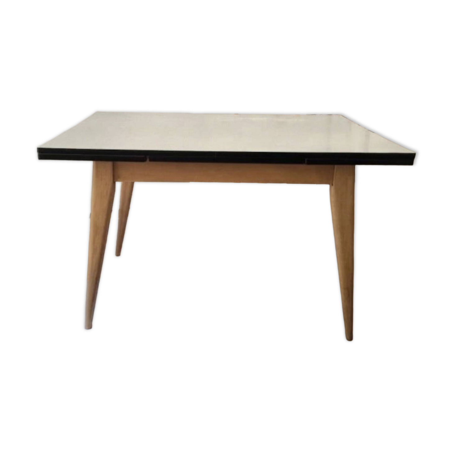 Vintage table in aqua Formica with extensions – Wooden legs