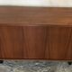 Vintage storage cabinet box on feet with sliding curtain