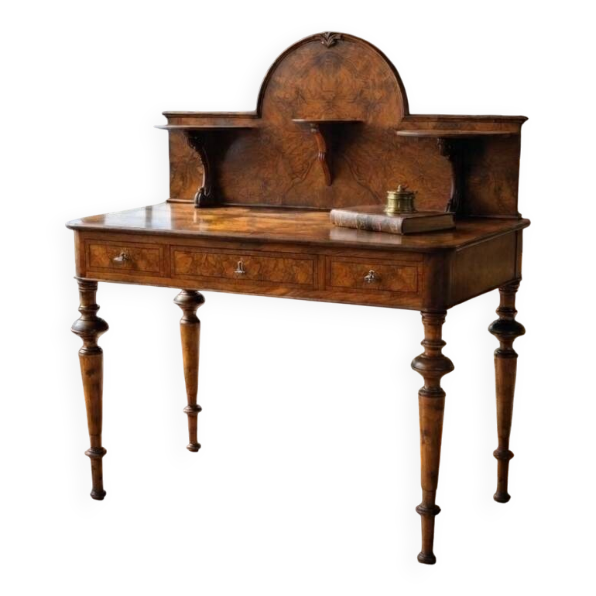 Walnut desk, Northern Europe, circa 1900. After restoration.
