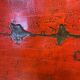 Antique Chinese red lacquered low cabinet