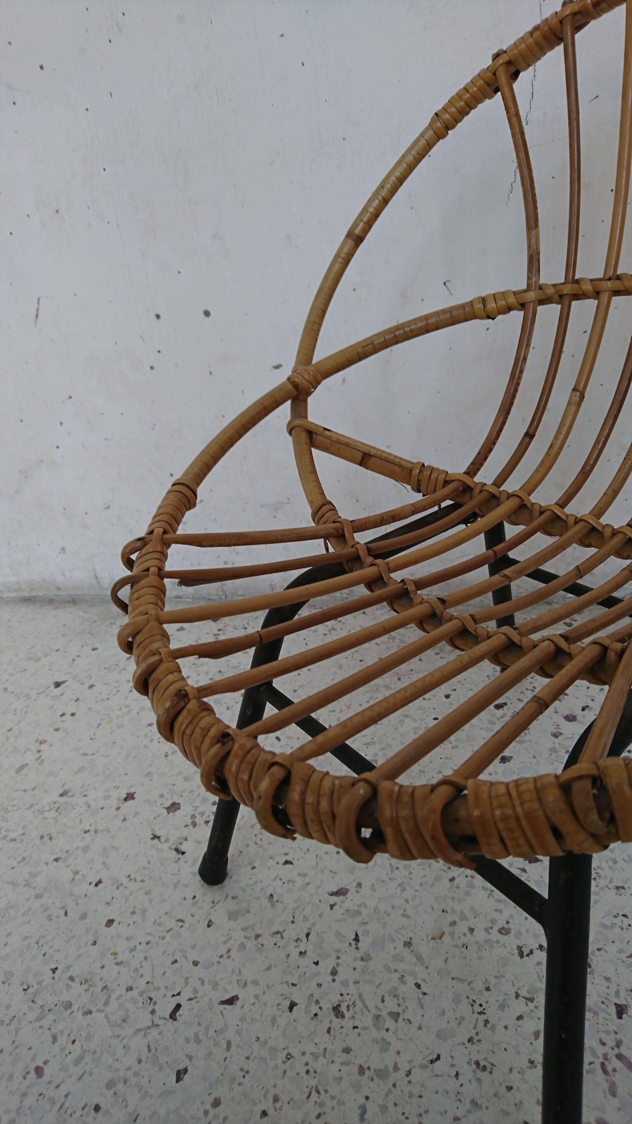 Chair shell rattan child 60s