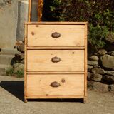 Ancien petit buffet / Meuble de métier de coiffeur en sapin