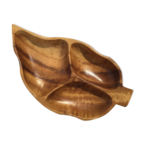 Coupe feuille compartimentée bois exotique creusé années 70