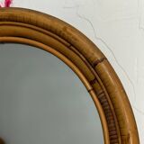 Round rattan mirror from the 60s Spain
