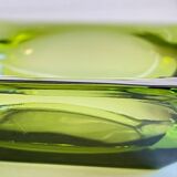 Geometric Glass Ashtray Vintage Green