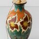 Gouda Pottery Table Lamps, Pair, Dutch Art Deco Floral, New Silk Shades