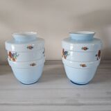 Pair of vintage blue opaline vases