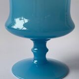 Vase vintage en opaline bleu