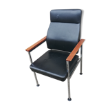 Vintage leather and teak armchair