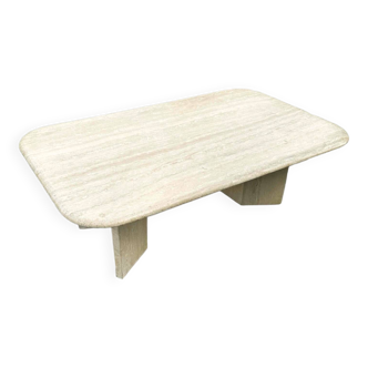 Table basse italienne en travertin, Italie, années 1970