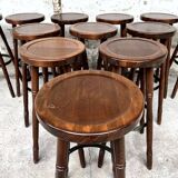 Set of 12 solid wood bar stools 1960 - 1970 vintage